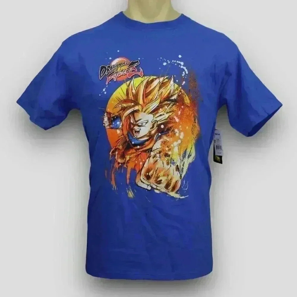 Bioworld Men’s Dragon Ball FighterZ Graphic T-Shirt S & M Blue Anime Gamer Tee